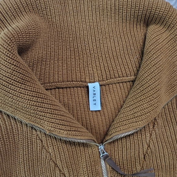 EUC Varley Maura Half Zip Rib Knit in Caramel Pecan Heavy Pullover Sweater - Picture 10 of 13